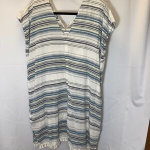 Striped Blue and White Swim Cover-Up (with pockets)